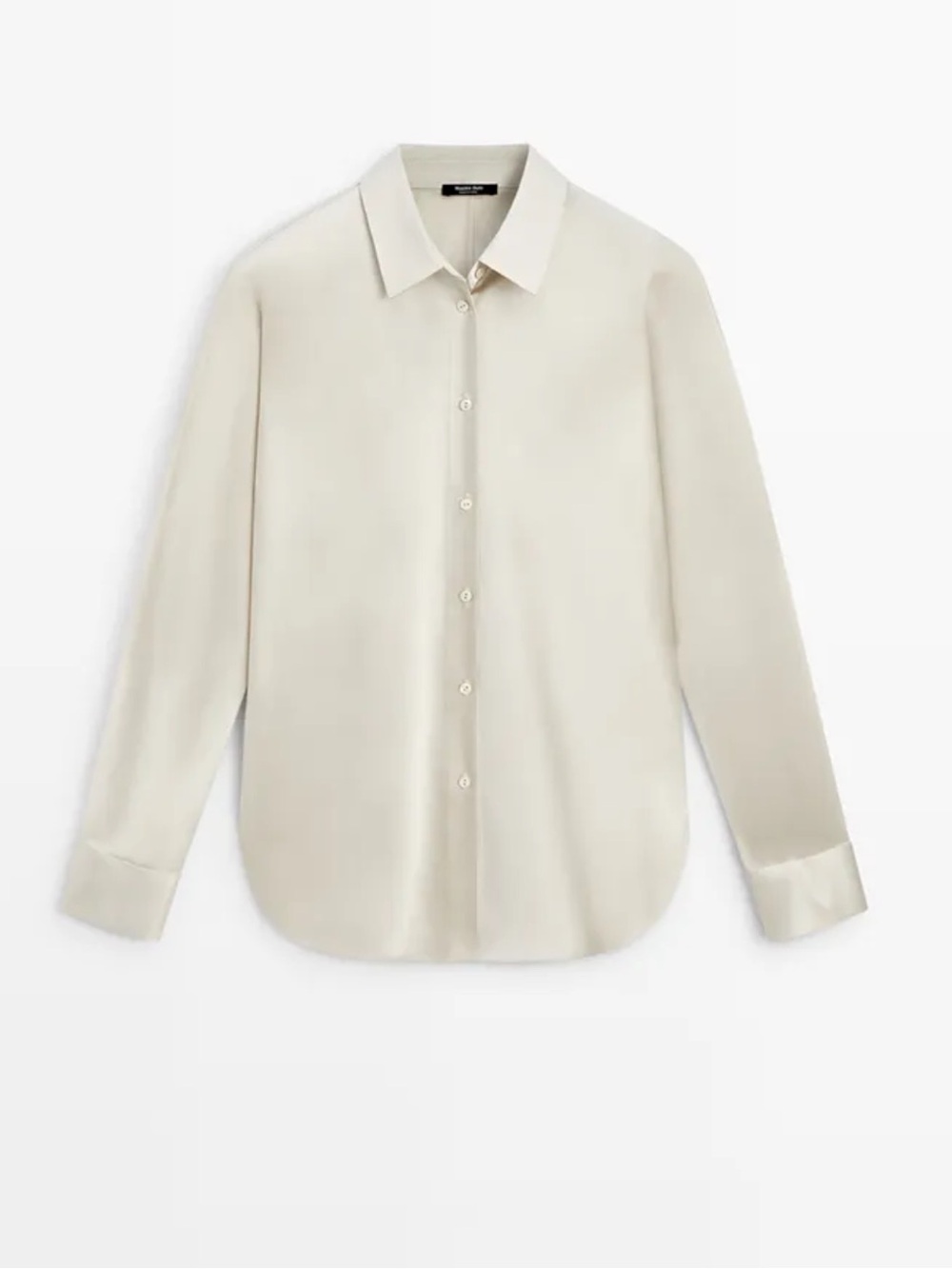 Zara Women’s Satin Classic Long-Sleeve Shirt - Cream